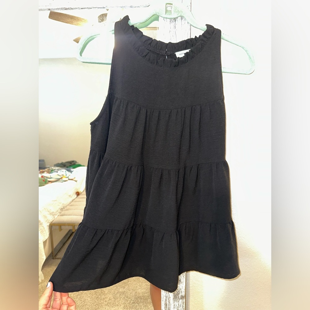 Black Tiered Sleeveless Blouse
